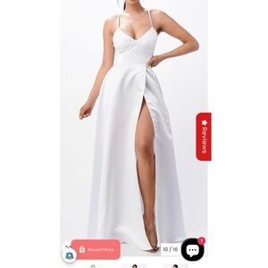 Elegant White Maxi Dress with Slit and Open Back